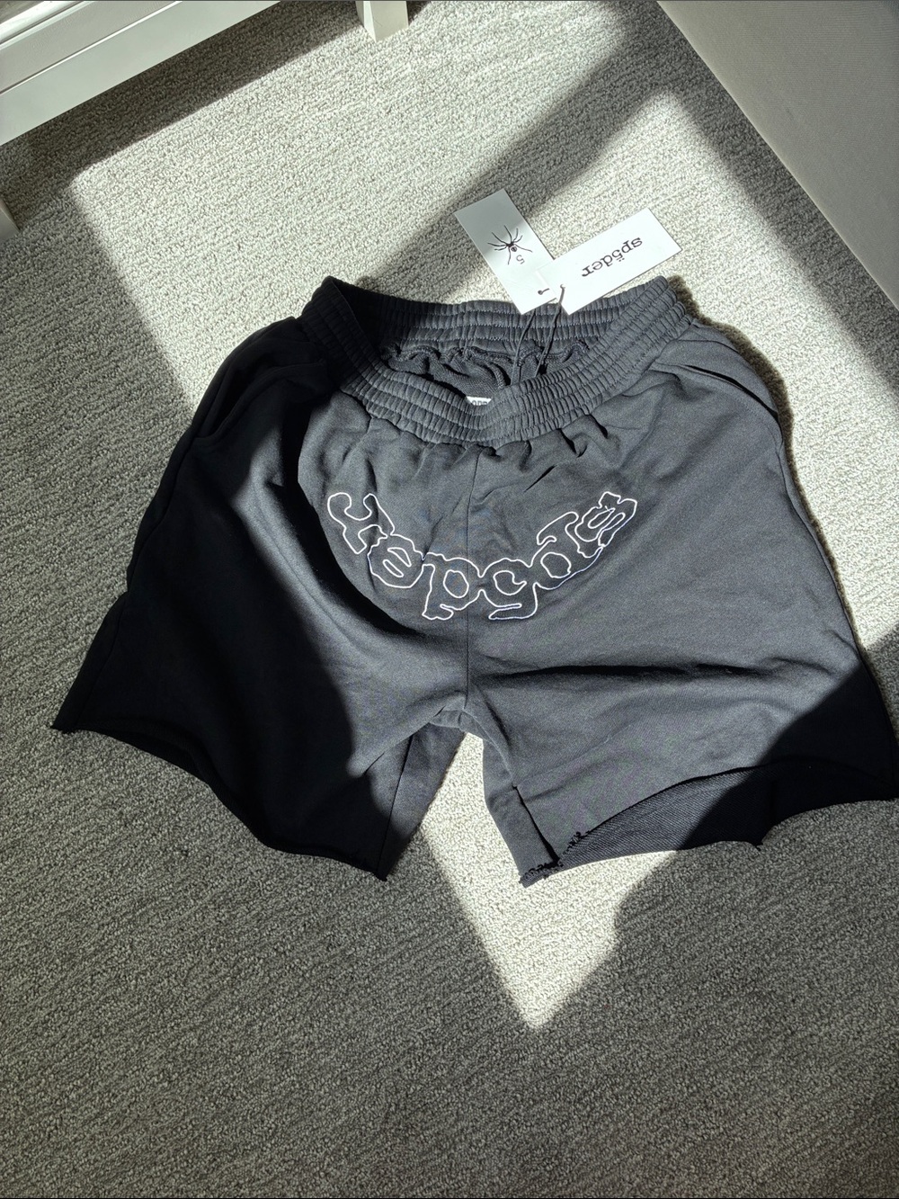 Black white Sp5der Shorts